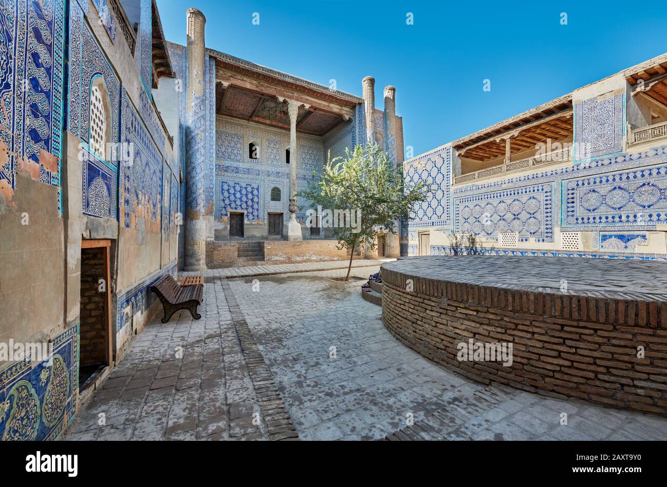 Innenhof des Palastes von Tash Khauli oder Toshhovli, Itchan-Kala, Khiva, Usbekistan, Zentralasien, Stockfoto