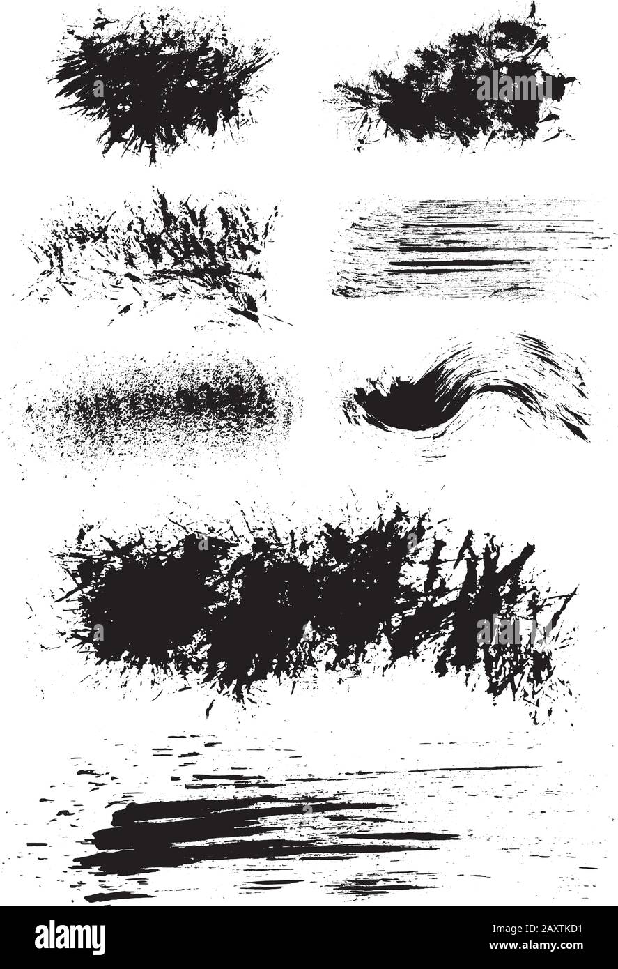 Detaillierte Pinselstriche Grunge Texturen - Vektordarstellung Stock Vektor
