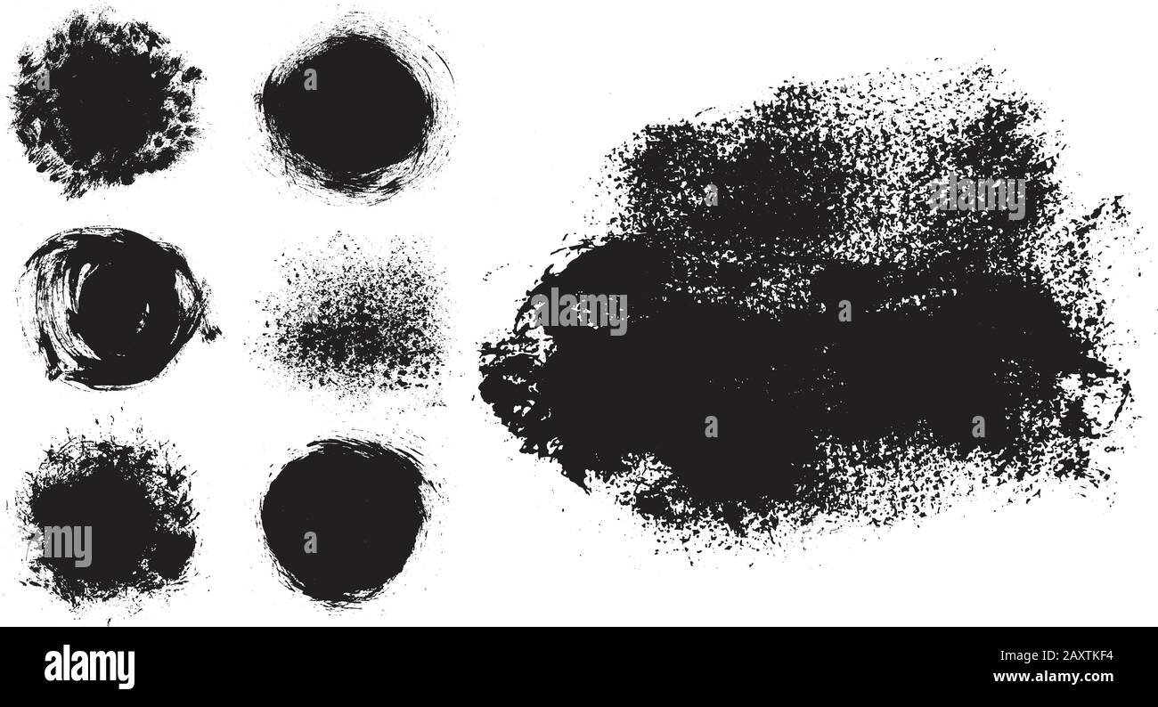 Vektordarstellung Detaillierte Pinselstriche Kreisförmige Grunge Texturen Stock Vektor