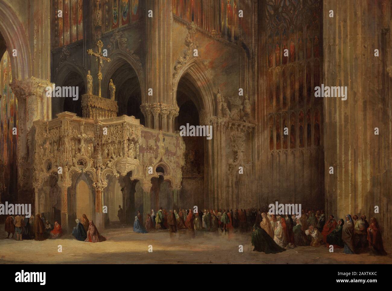 Jenaro Perez Villaamil (1807-1854). Spanischer Maler. Die Kathedrale des Heiligen Jacques le Mineur, Lüttich, von 1846. Details. Museum der Schönen Künste A Coruña, Galicien, Spanien. Stockfoto