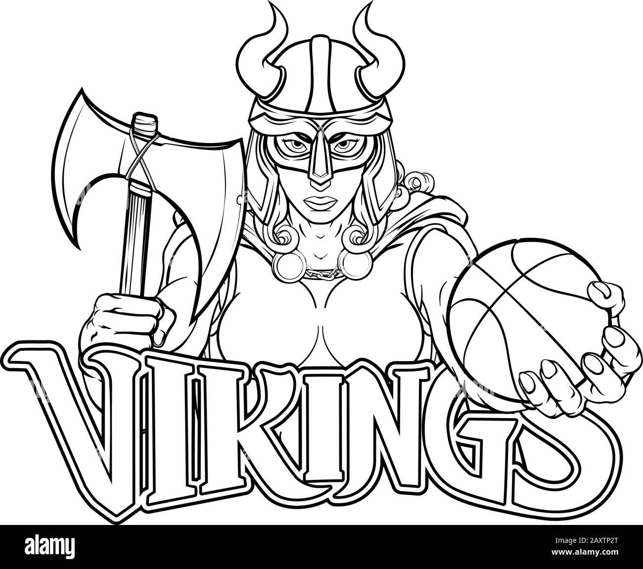 Viking weiblicher Gladiator Basketball Kriegerin Stock Vektor