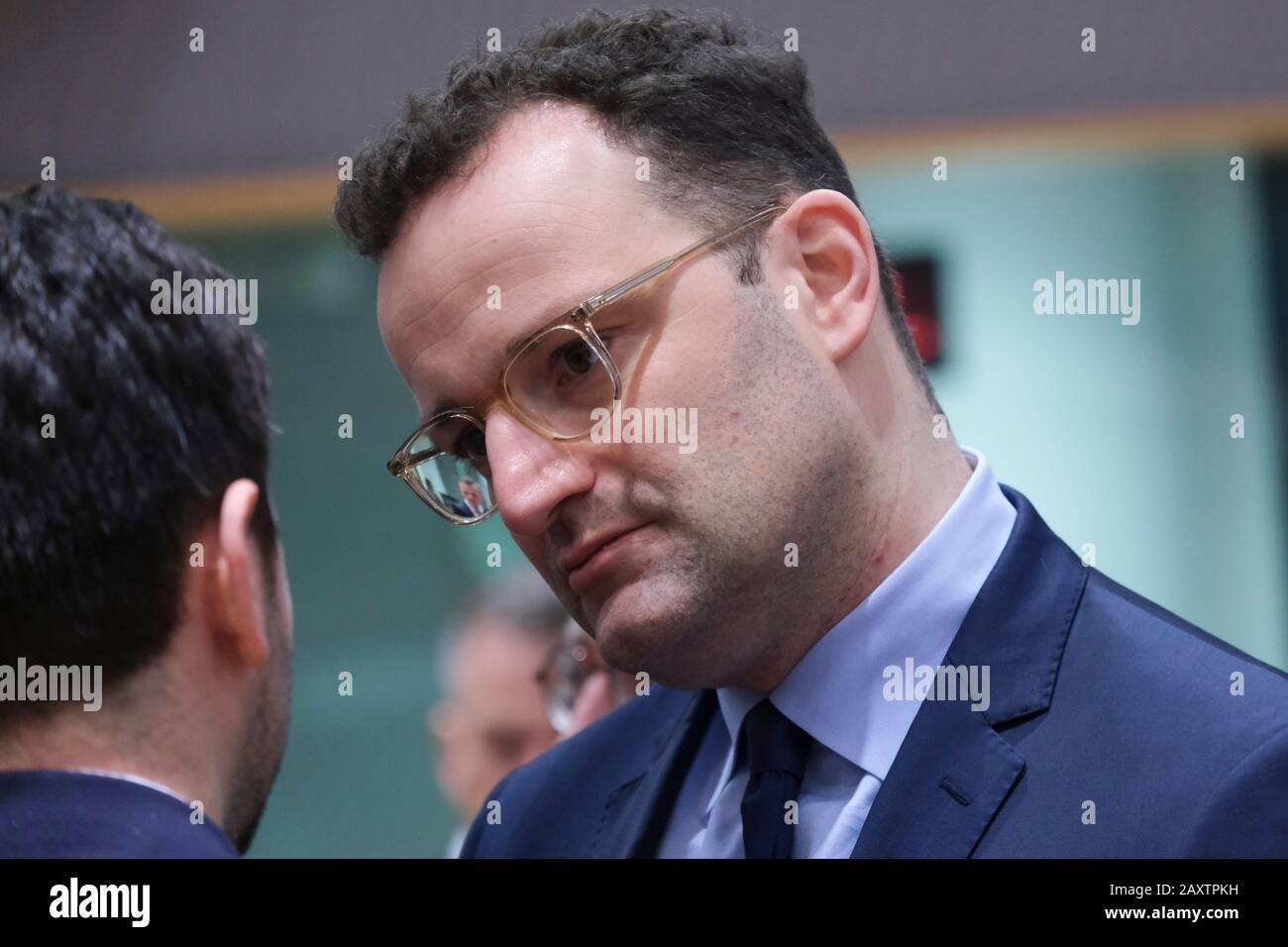 Brüssel, Belgien. Februar 2020. Bundesgesundheitsminister Jens Spahn nimmt an einem Sondertreffen der europäischen Gesundheitsminister zur Coronavirus-Krise Teil. Credit: Alexandros MICHAILIDIS/Alamy Live News Stockfoto