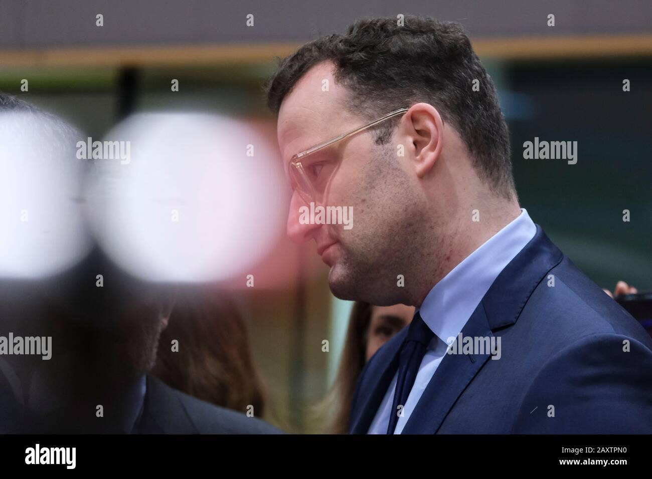 Brüssel, Belgien. Februar 2020. Bundesgesundheitsminister Jens Spahn nimmt an einem Sondertreffen der europäischen Gesundheitsminister zur Coronavirus-Krise Teil. Credit: Alexandros MICHAILIDIS/Alamy Live News Stockfoto