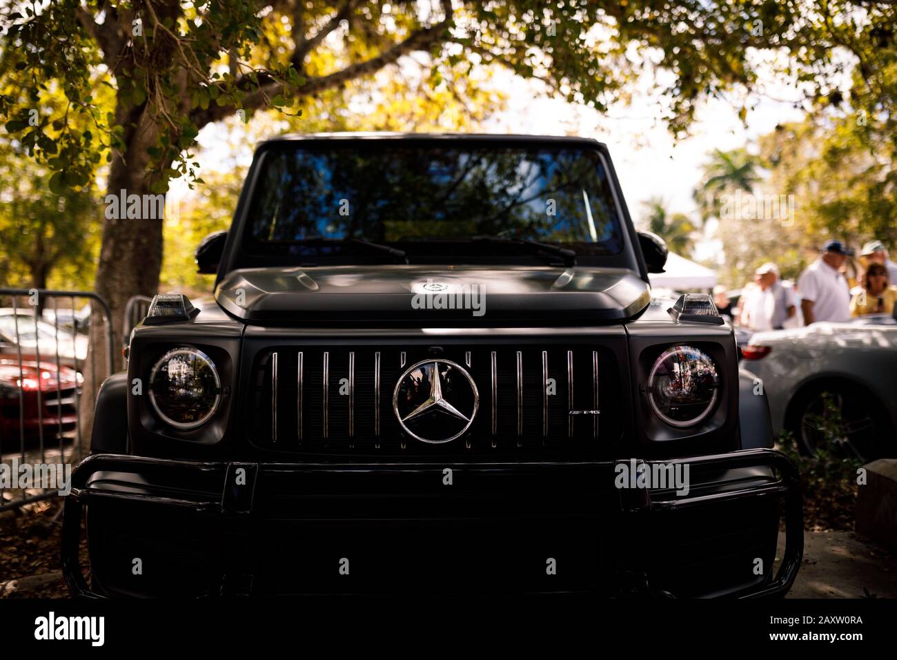 Mercedes G Wagon AMG vor dem Auto bei der Neapel Luxuswagenschau in Florida Stockfoto