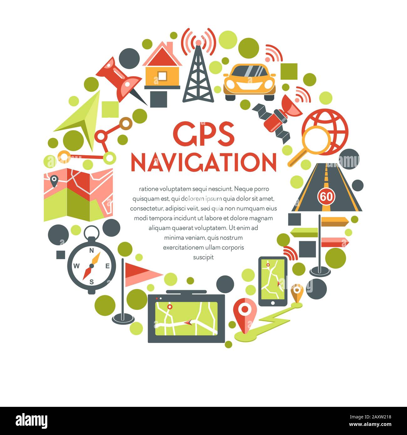 Navigations- und GPS-Systemkarten mit isoliertem Symbol oder Banner Stock Vektor