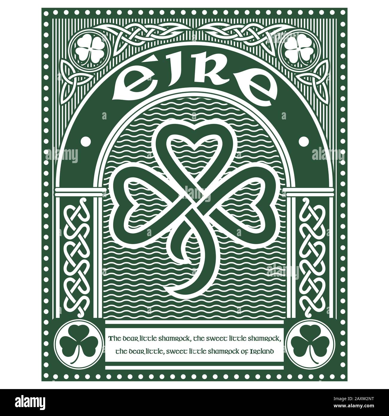 Irish Celtic Design im Vintage-, Retro- und Celtic-Stil, Illustration zum Thema St. Patricks Day Celebration Stock Vektor