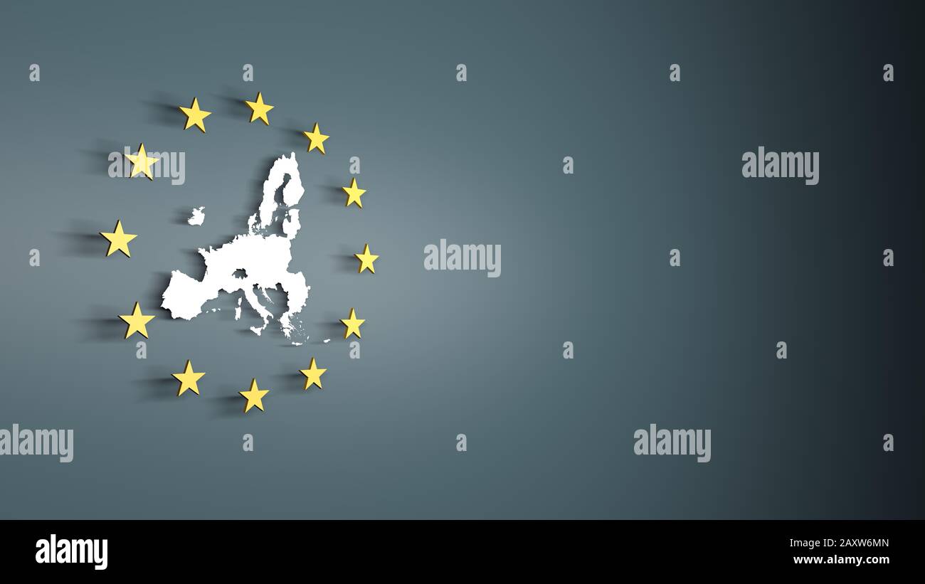 Karte der Europäischen Union mit Sternen Stockfoto
