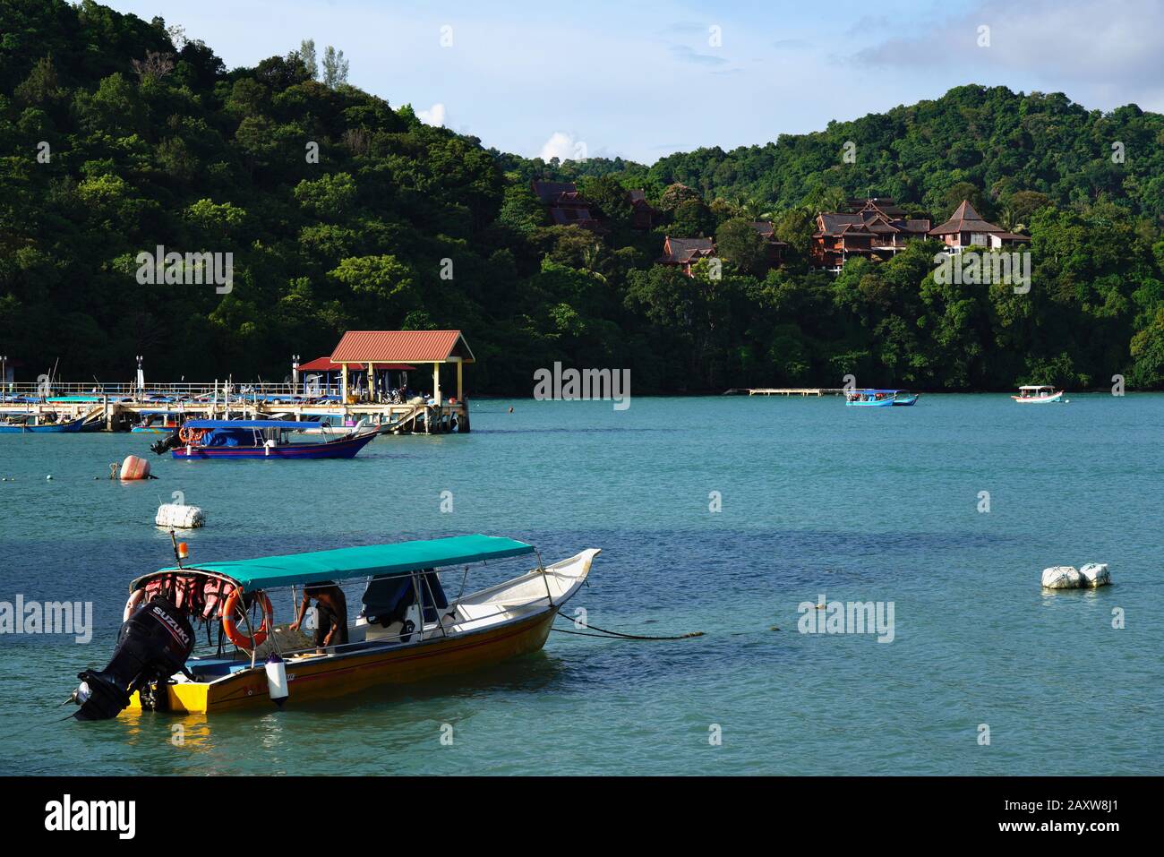 Kleine Boote liegen in Langkawi, Kedah, Malaysia Stockfoto