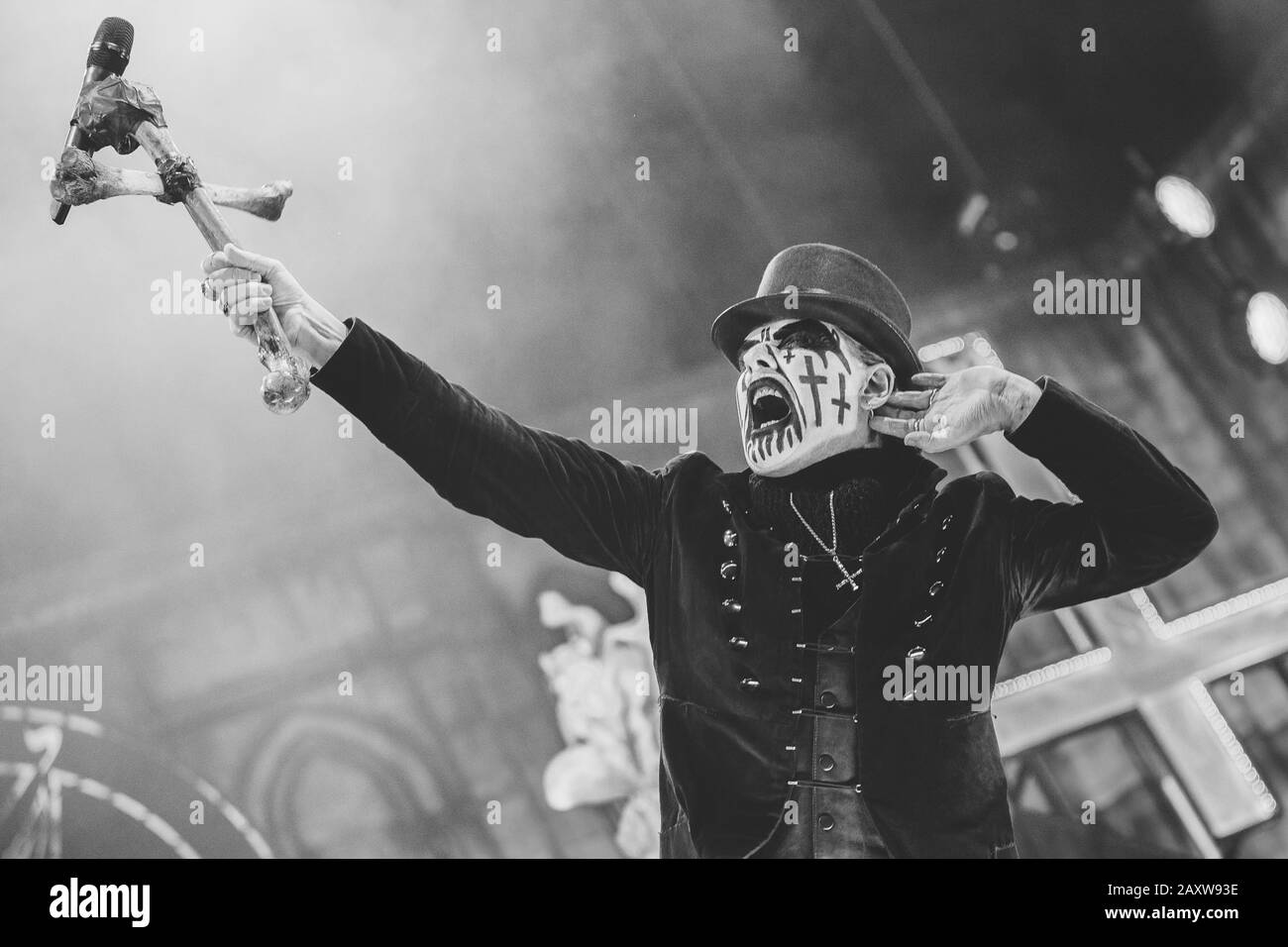 Juli 2015 in Bristol, VA - King Diamond auf dem Rockstar Energy Drink Mayhem Music Festival Stockfoto