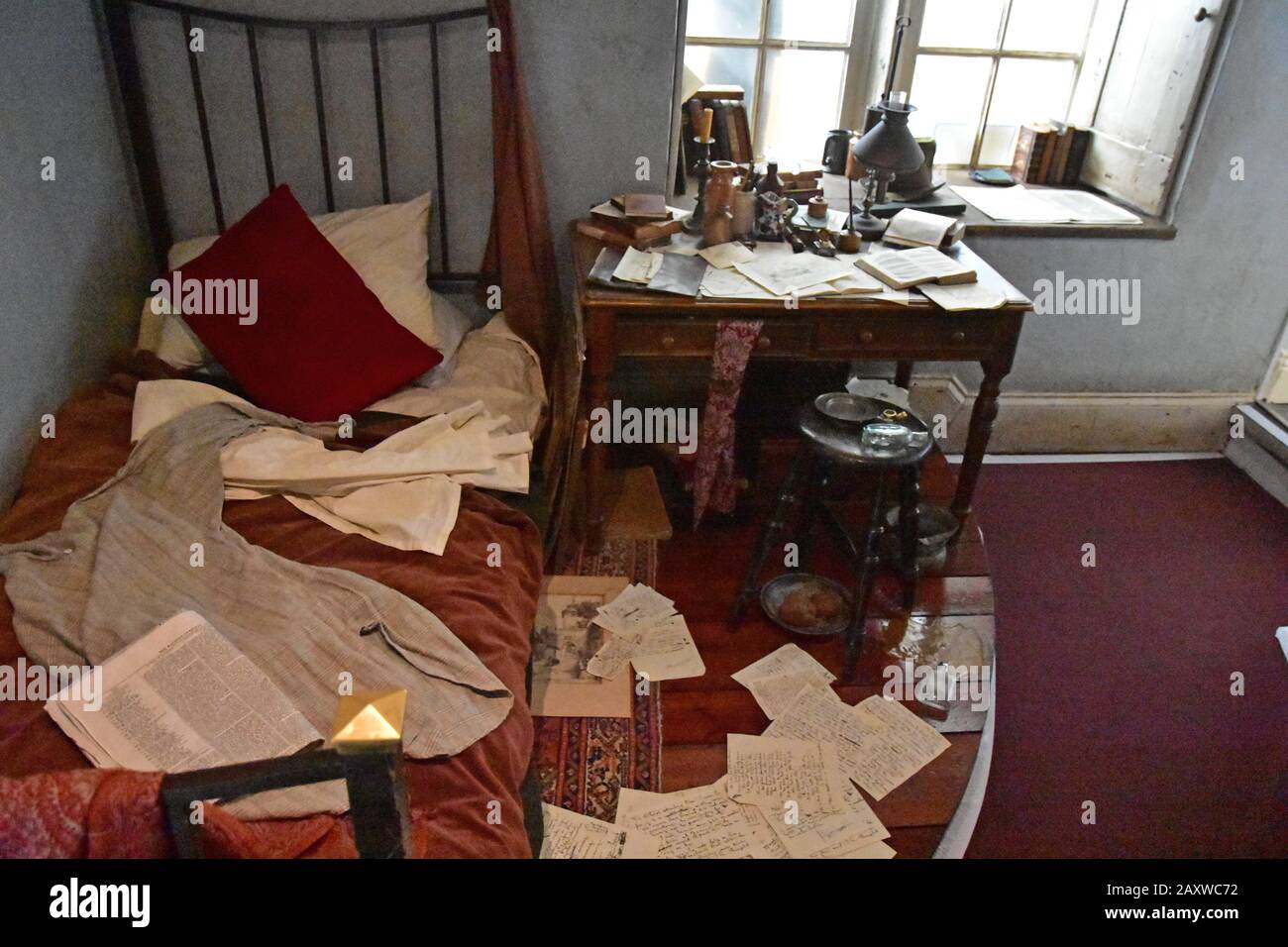 Branwell Brontes Schlafzimmer, Haworth Parsonage Museum, West Yorkshire Stockfoto