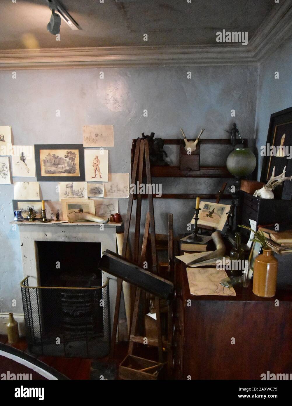 Branwell Brontes Schlafzimmer, Haworth Parsonage Museum, West Yorkshire Stockfoto