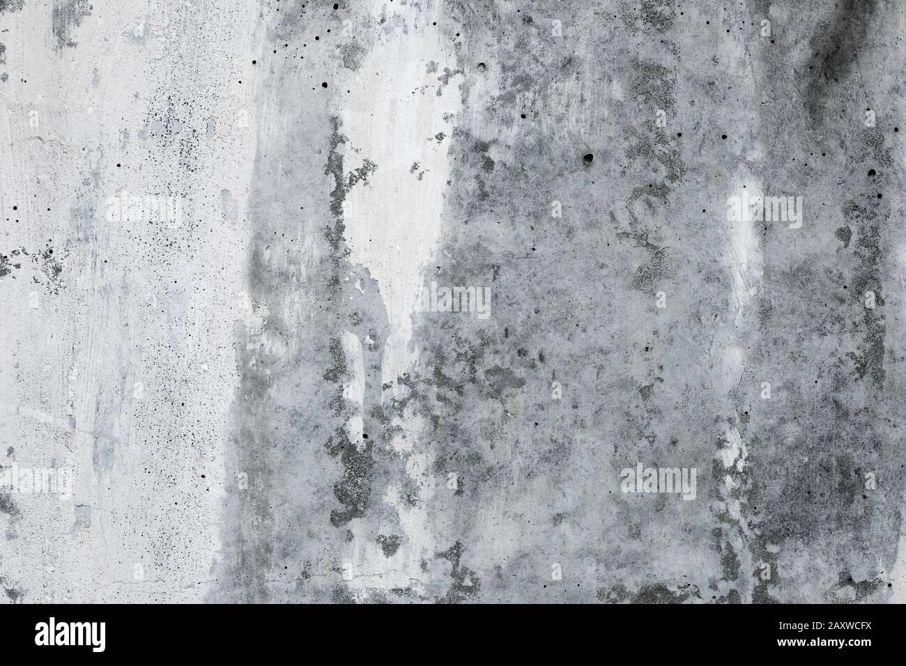 Abstrakter Wandhintergrund aus Beton, grunge Textur aus altem grauem Stein. Architektur raue Kulisse. Zement, weiße Pflastertapete. Urban Monochrom PA Stockfoto