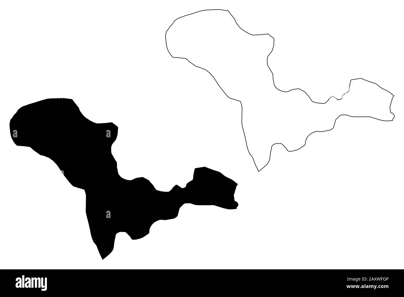 Gemeinde Valandovo (Republik Nordmakedonien, südöstliche Statistische Region) Kartenvektorillustration, Skizze Valandovo Karte Stock Vektor