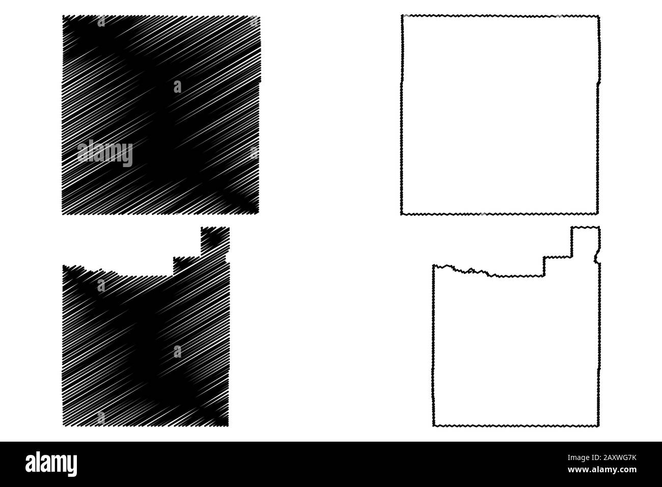 Morgan and Otero County, Colorado (US-County, Vereinigte Staaten von Amerika, USA, USA, USA) Karte Vektor Illustration, Scribble Sketch Morgan und Otero Karte Stock Vektor