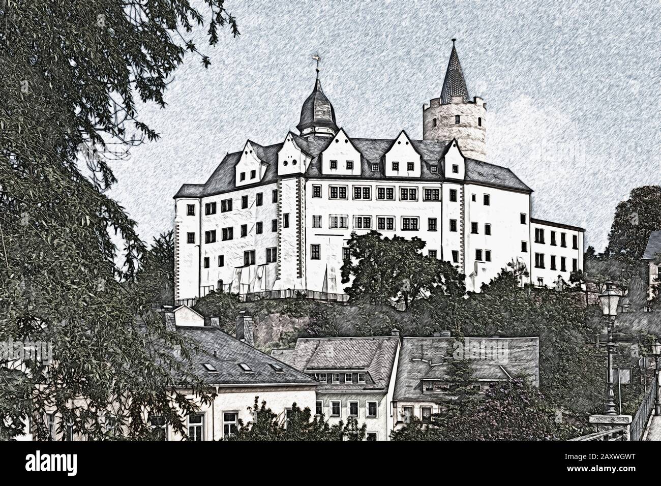 Wildeck Castle ist ein ehemaliges Jagdschloss in Zschopau, Erzgebirgskreis, Sachsen, Deutschland, Europa Stockfoto