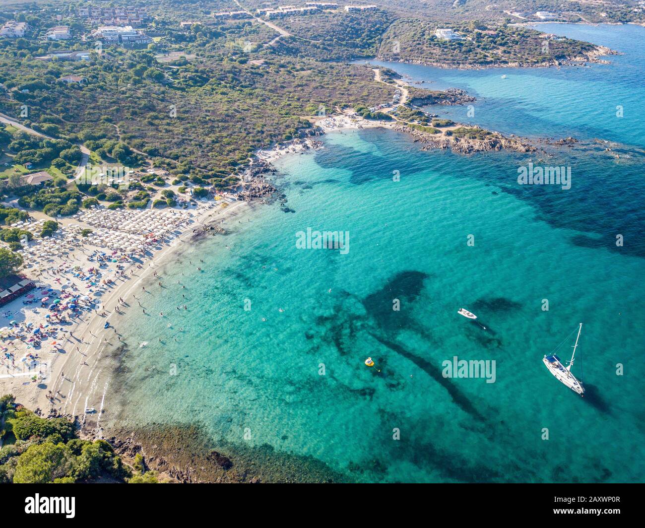 Beeindruckender Blick auf den Strand von sos aranzos Stockfoto