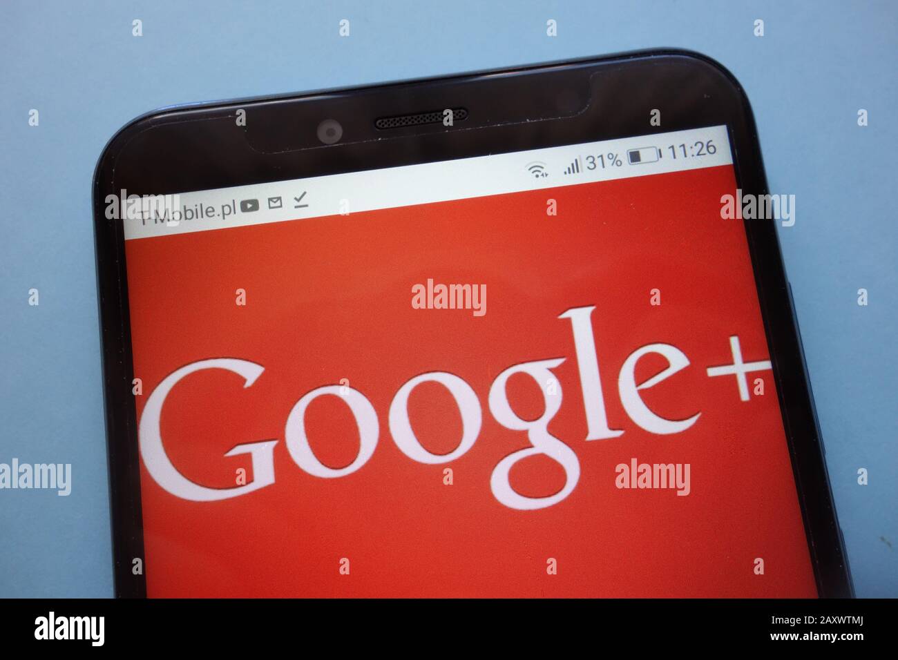 Das Google Plus-Logo (Google+) wird auf dem Smartphone angezeigt Stockfoto