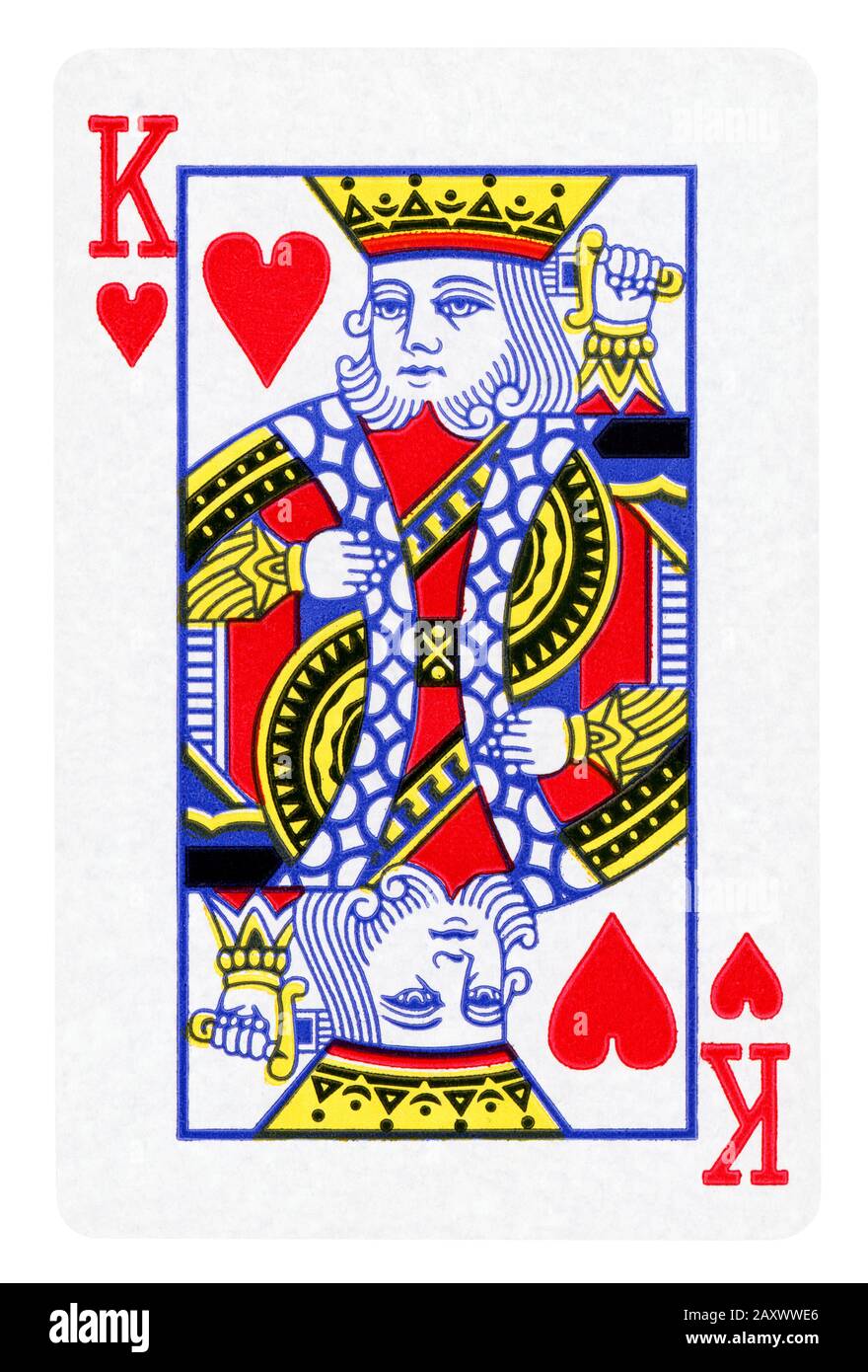 König der Herzen Vintage Playing Card isoliert auf weißem (clipping path enthalten) Stockfoto