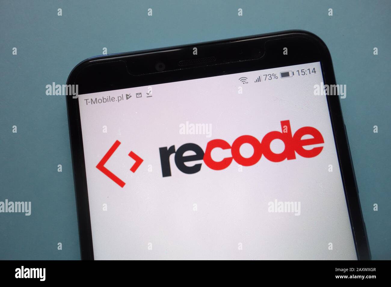 Logo auf Smartphone neu codieren Stockfoto