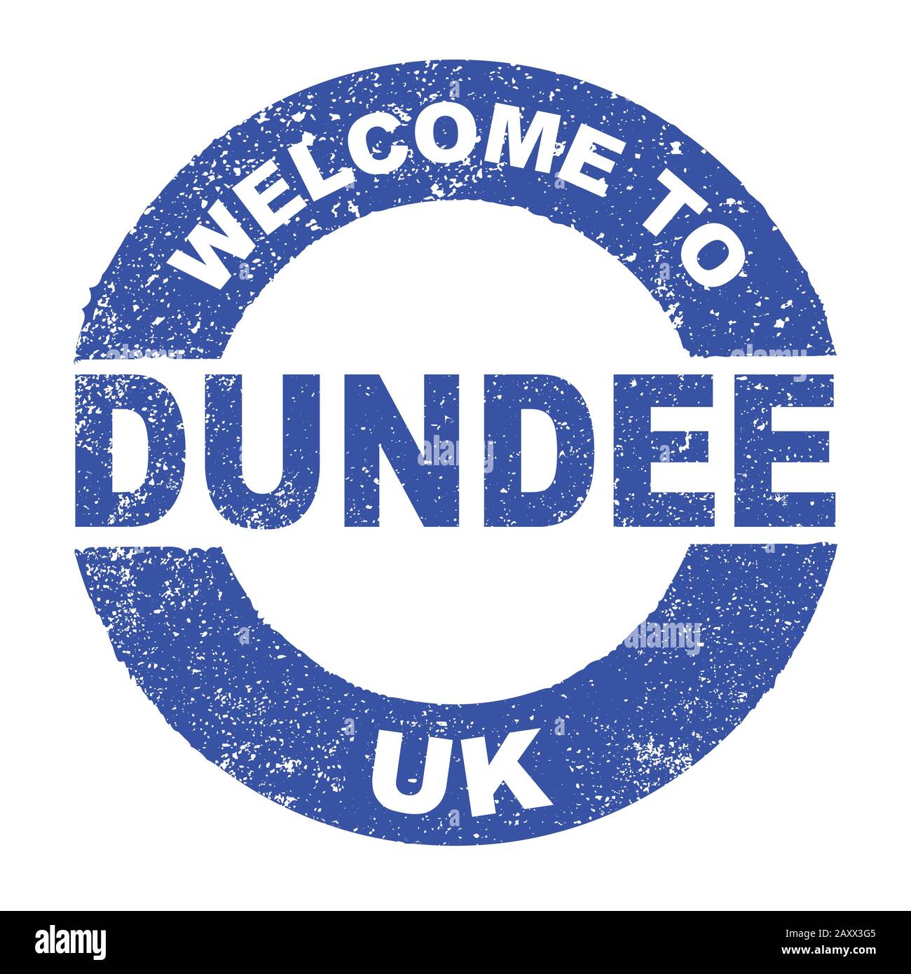 Ein grungener Gummi-Tintenstempel mit dem Text Willkommen In Dundee UK über einem weißen Hintergrund Stock Vektor
