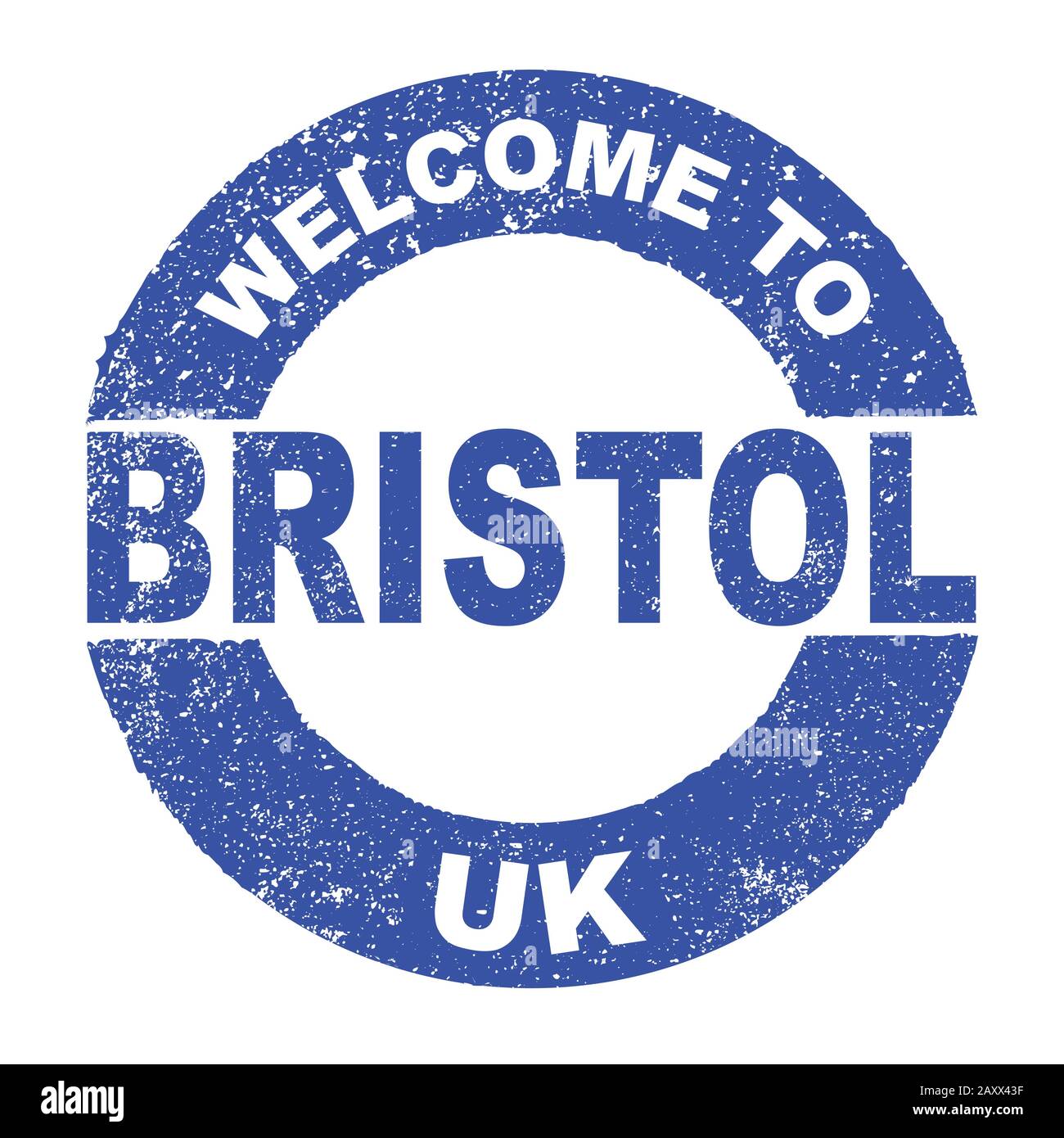 Ein grungener Gummi-Tintenstempel mit dem Text Willkommen In Bristol UK über einem weißen Hintergrund Stock Vektor
