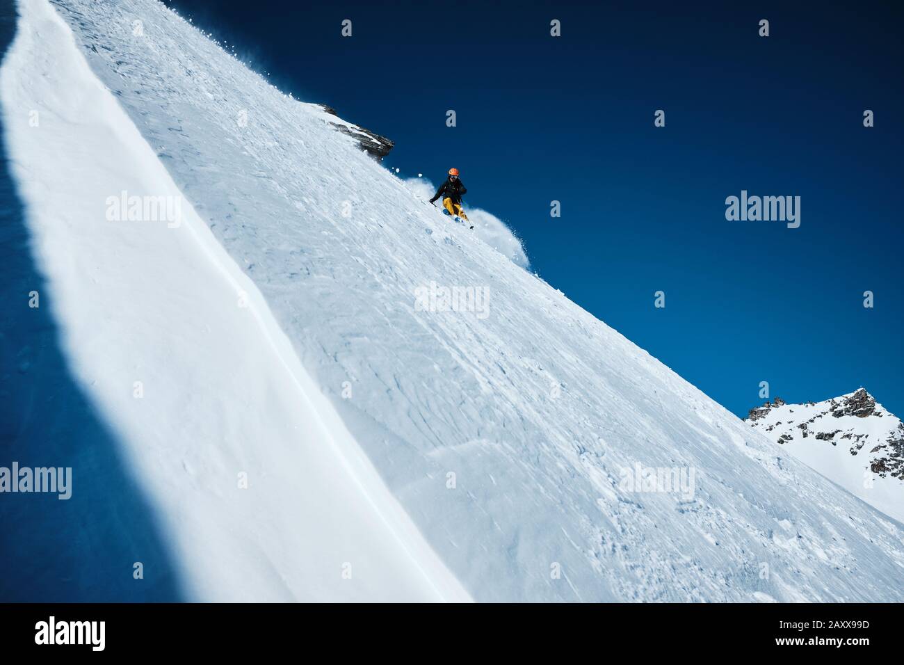 Freeride-Skifahren auf dem Molltaler Gletscher, Österreich Stockfoto