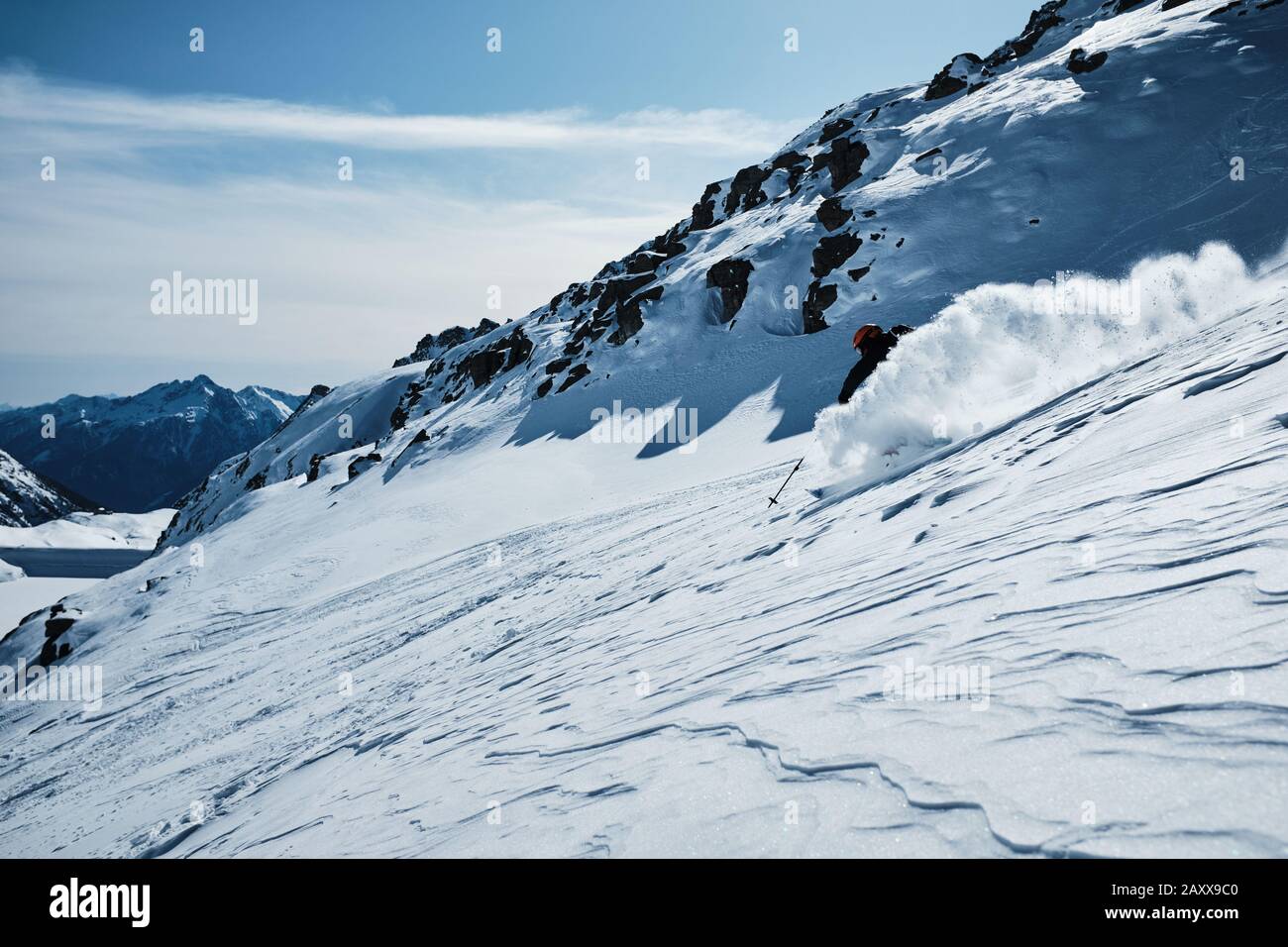 Freeride-Skifahren auf dem Molltaler Gletscher, Österreich Stockfoto