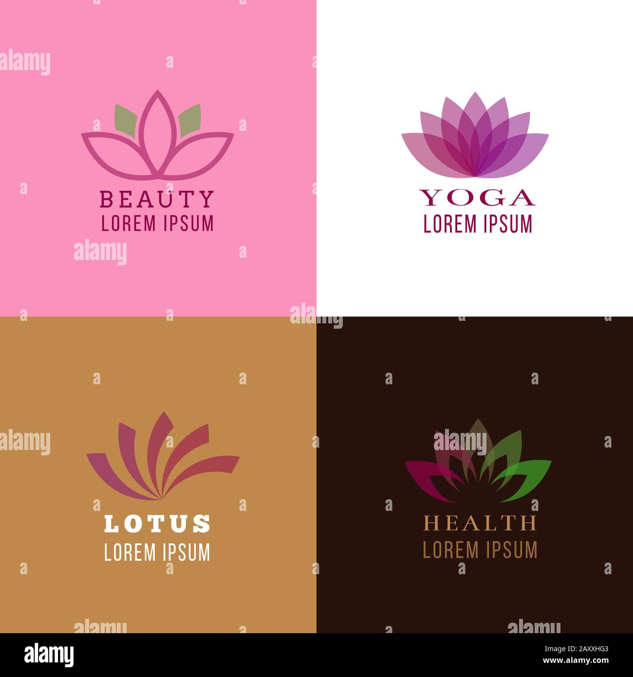 Lotus-Designvorlage für Spa, Yoga und Logos für das Gesundheitswesen. Logo lotus, blumenblume lotus, Icon lotus Flora Vorlage. Vektorgrafiken Stock Vektor