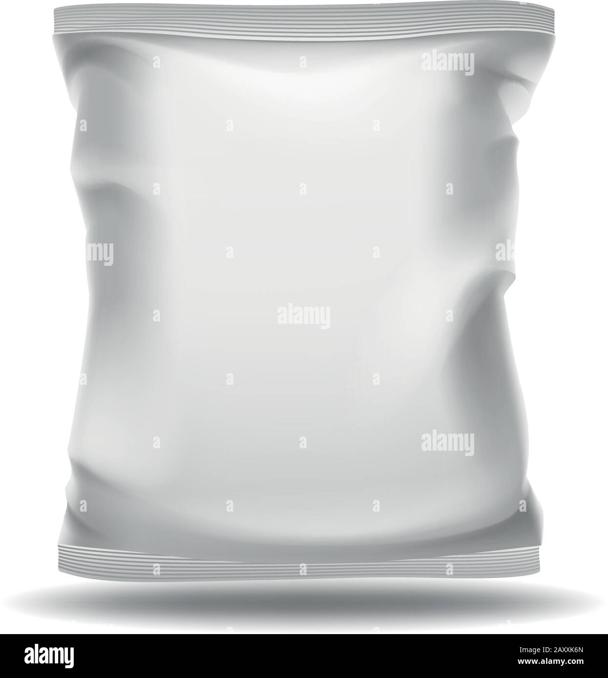 Weiße leere Tasche. Vektor-Mockup. Lebensmittelpackung, Produktverpackung oder Beutelbehälter, Illustration für Snacks in Kunststoffpackungen Stock Vektor