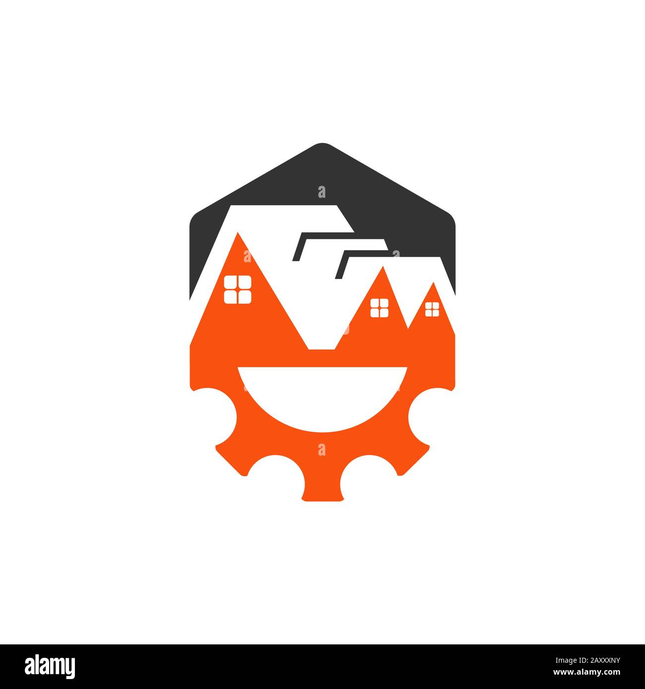 Kreatives Haus mit Gear Logo Schablone Design Vektorgrafiken Stock Vektor