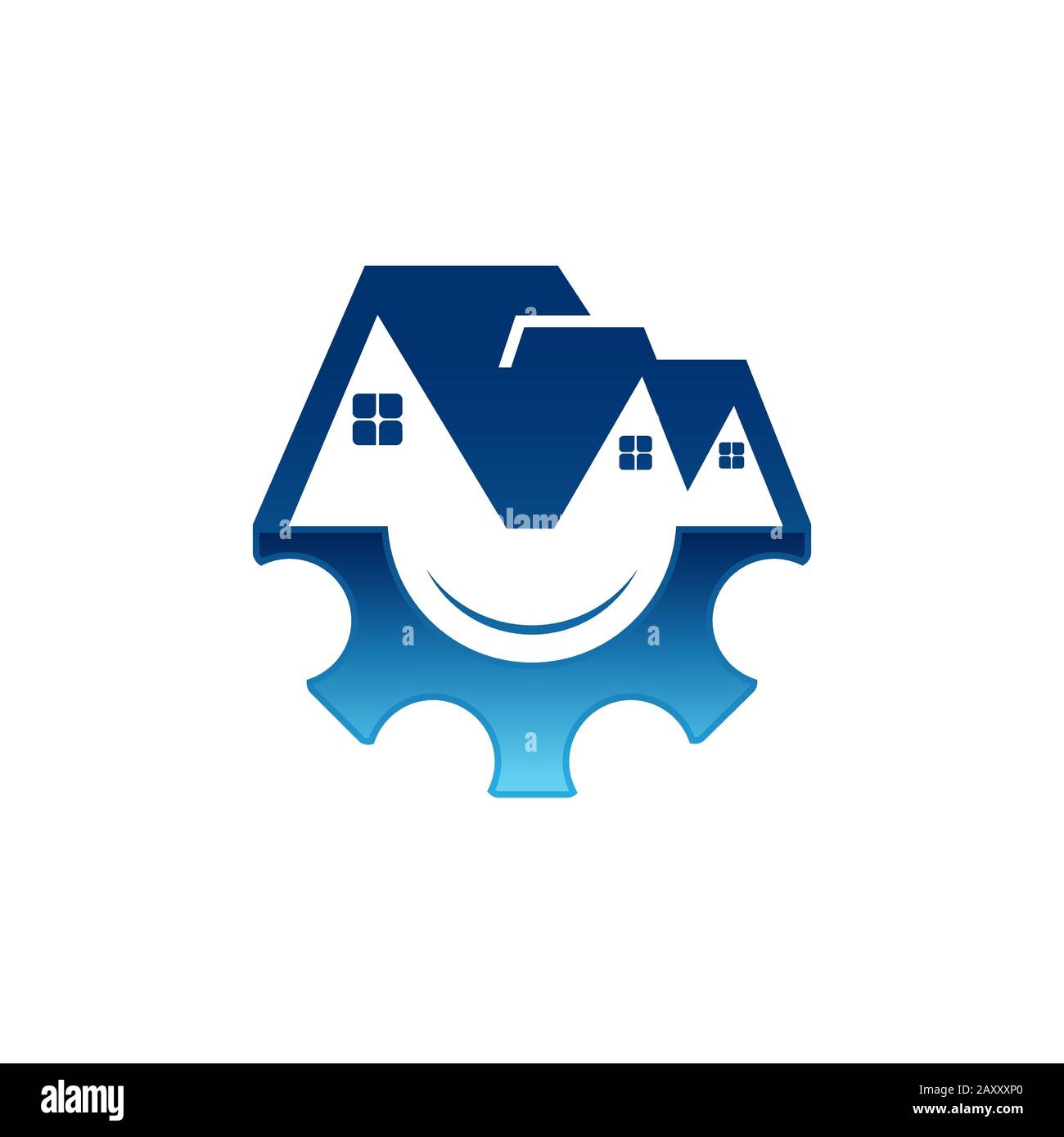 Kreatives Haus mit Gear Logo Schablone Design Vektorgrafiken Stock Vektor