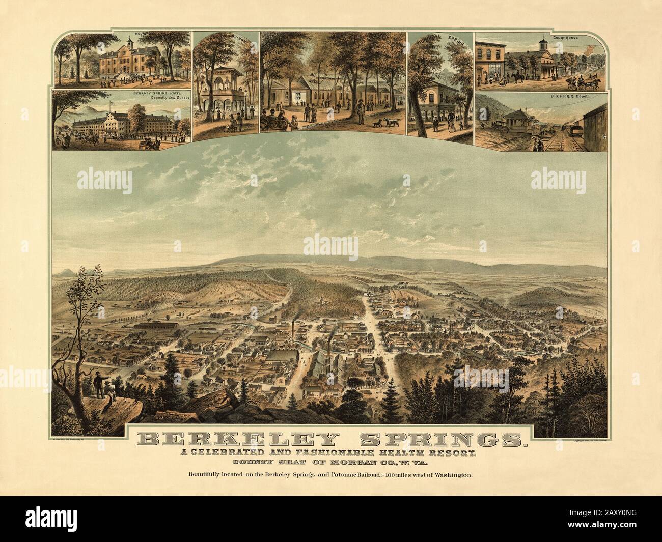 Berkeley Springs Im Jahr 1889 Stockfoto