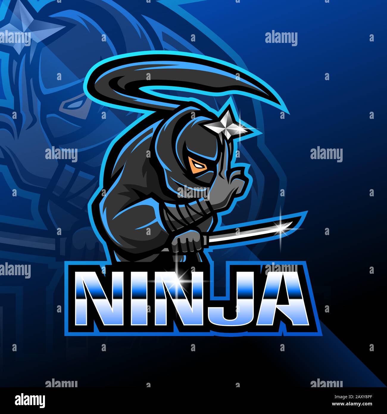 Ninja esport Maskottchen Logo Design Stock Vektor