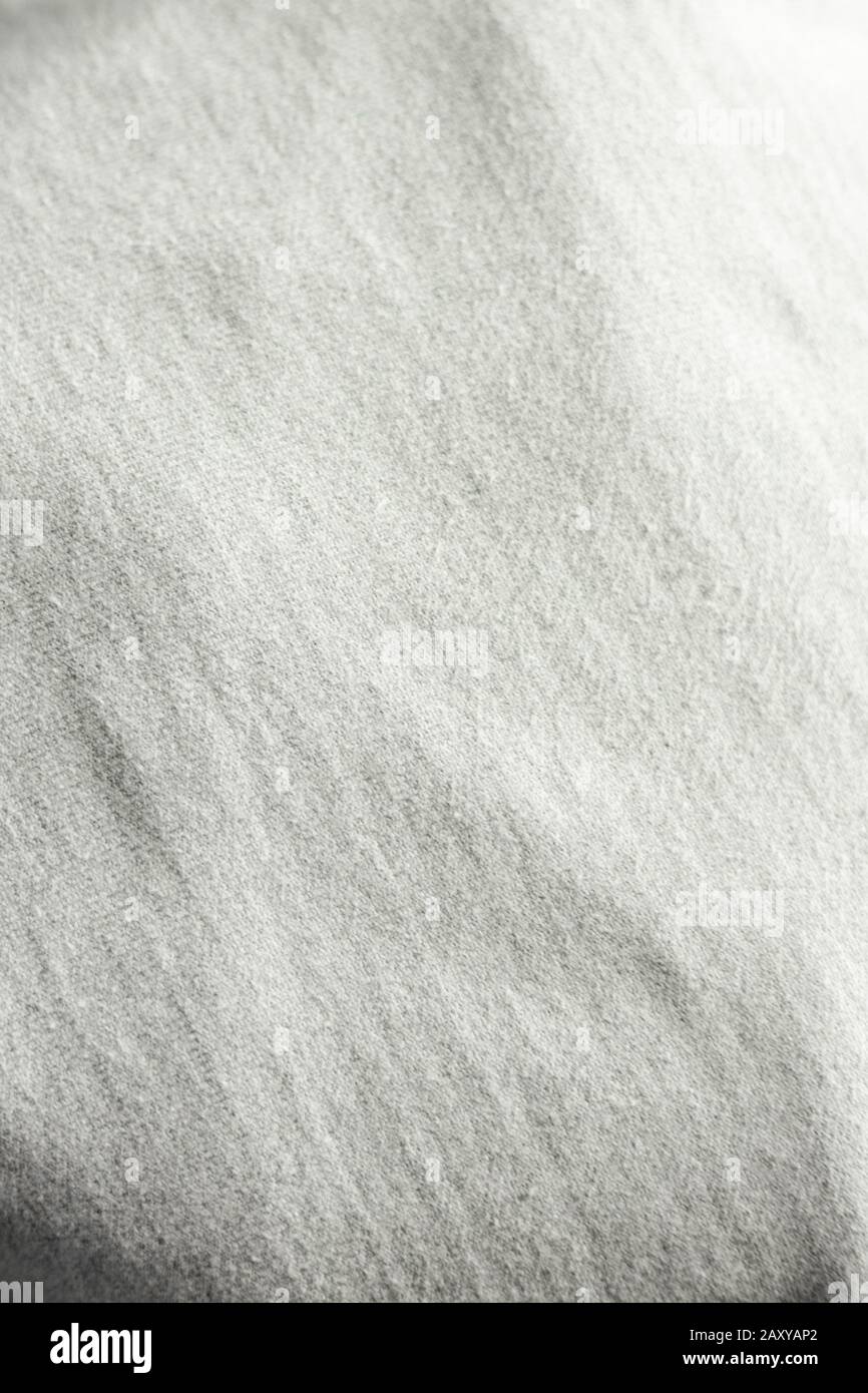 Hellgrau gewebte Baumwolle textile Textur nah beieinander Stockfoto