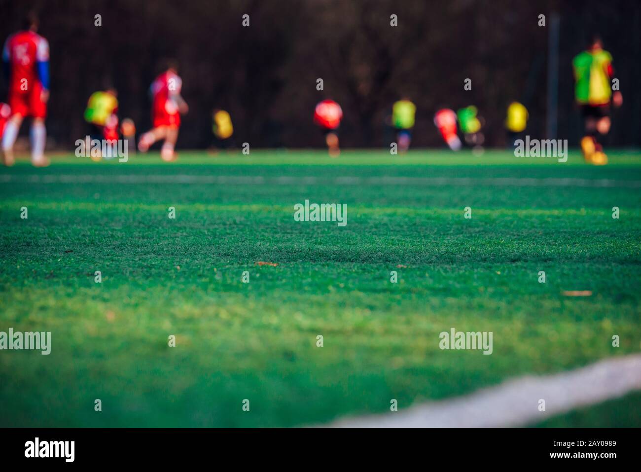 Fußballspiel, Spieler auf dem Spielfeld, Fußballspiel Stockfoto