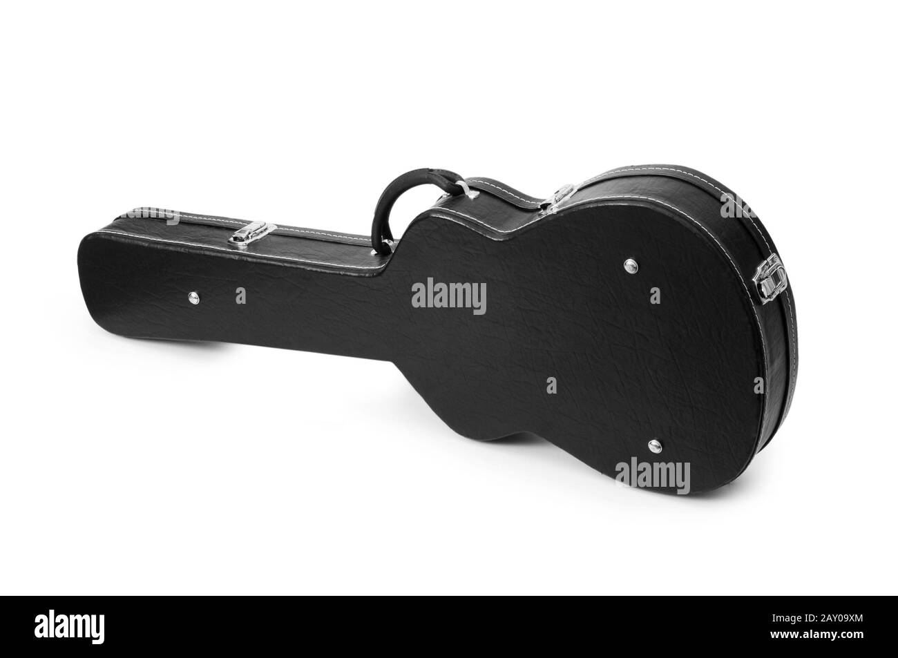 Schwarzen Gitarrenkoffer isoliert auf dem weißen Stockfoto