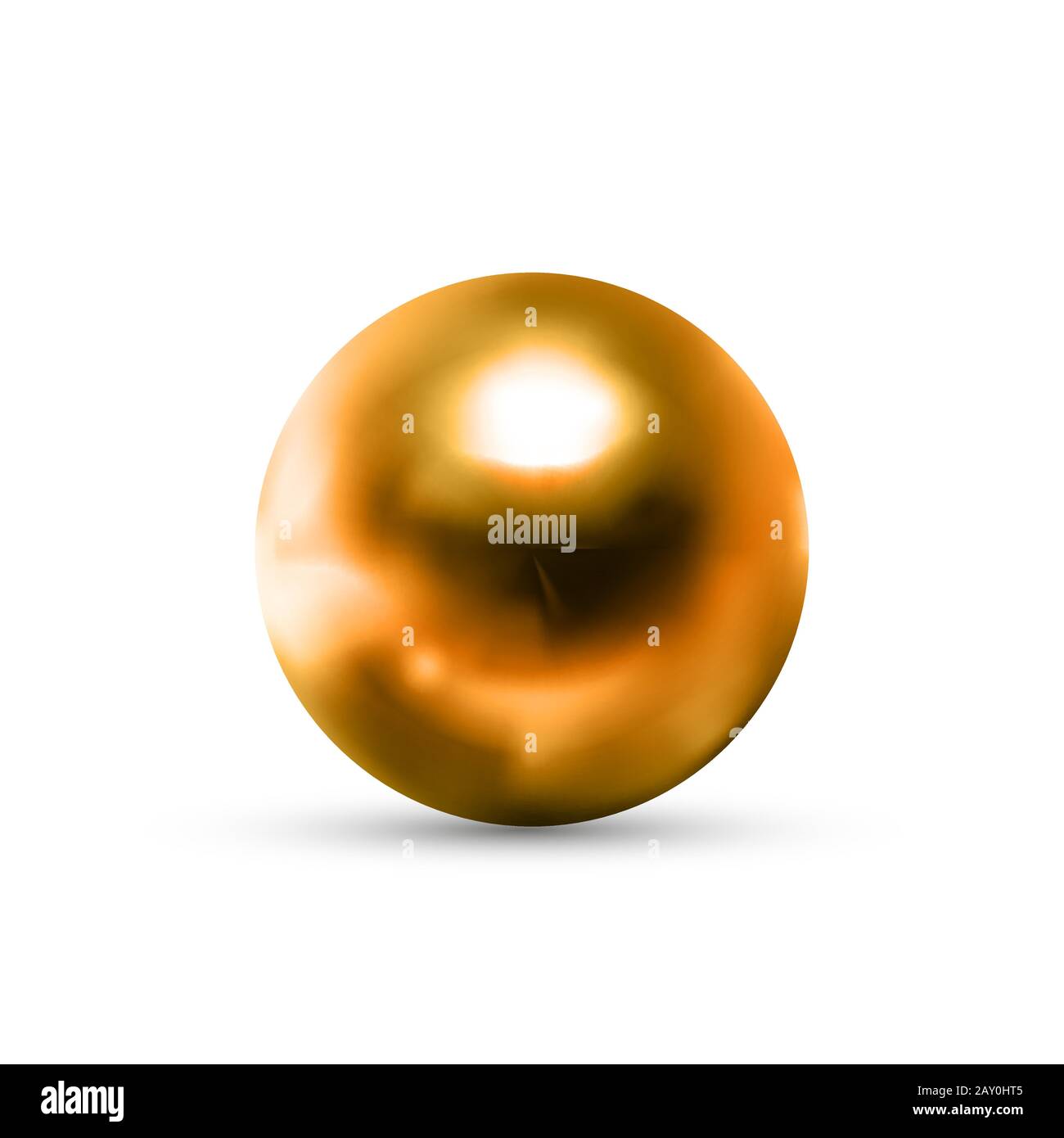 Realistische glänzende goldene Kugel mit Glares und Reflexion isoliert auf Weiß Stock Vektor