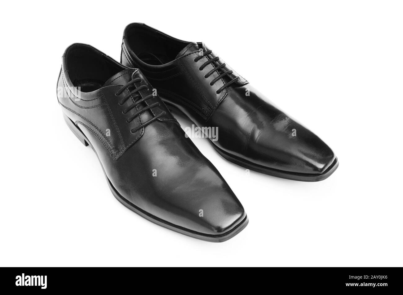 Männliche Schuhe auf dem weißen Hintergrund isoliert Stockfoto