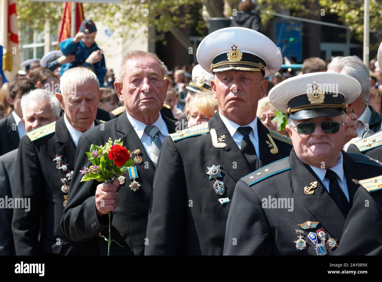 Russische Veteranenparade 9. Mai 2009 in Sewastopol, Ukraine. Stockfoto