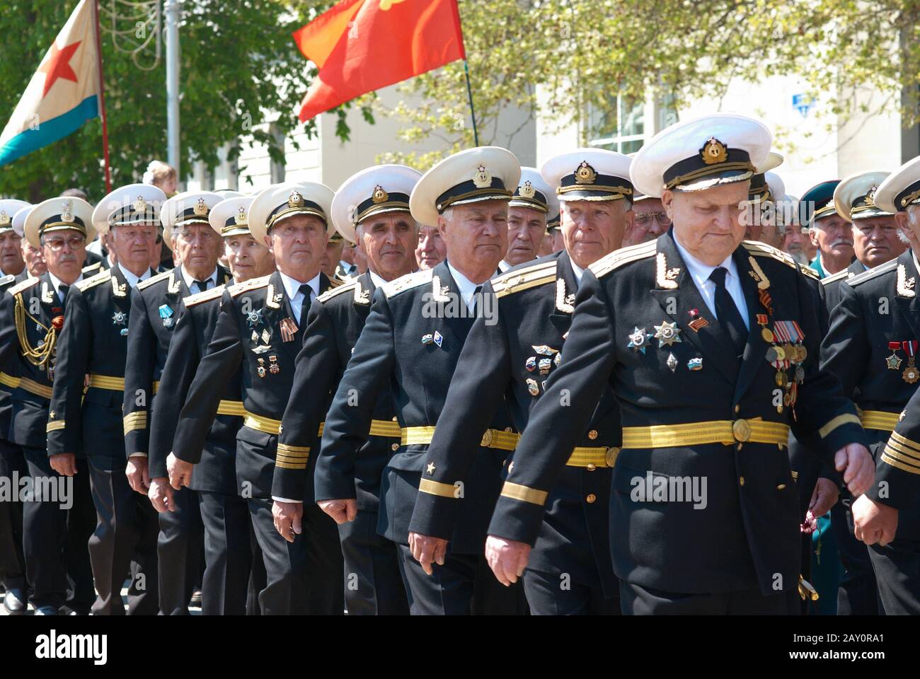 Russische Veteranenparade 9. Mai 2009 in Sewastopol, Ukraine. Stockfoto