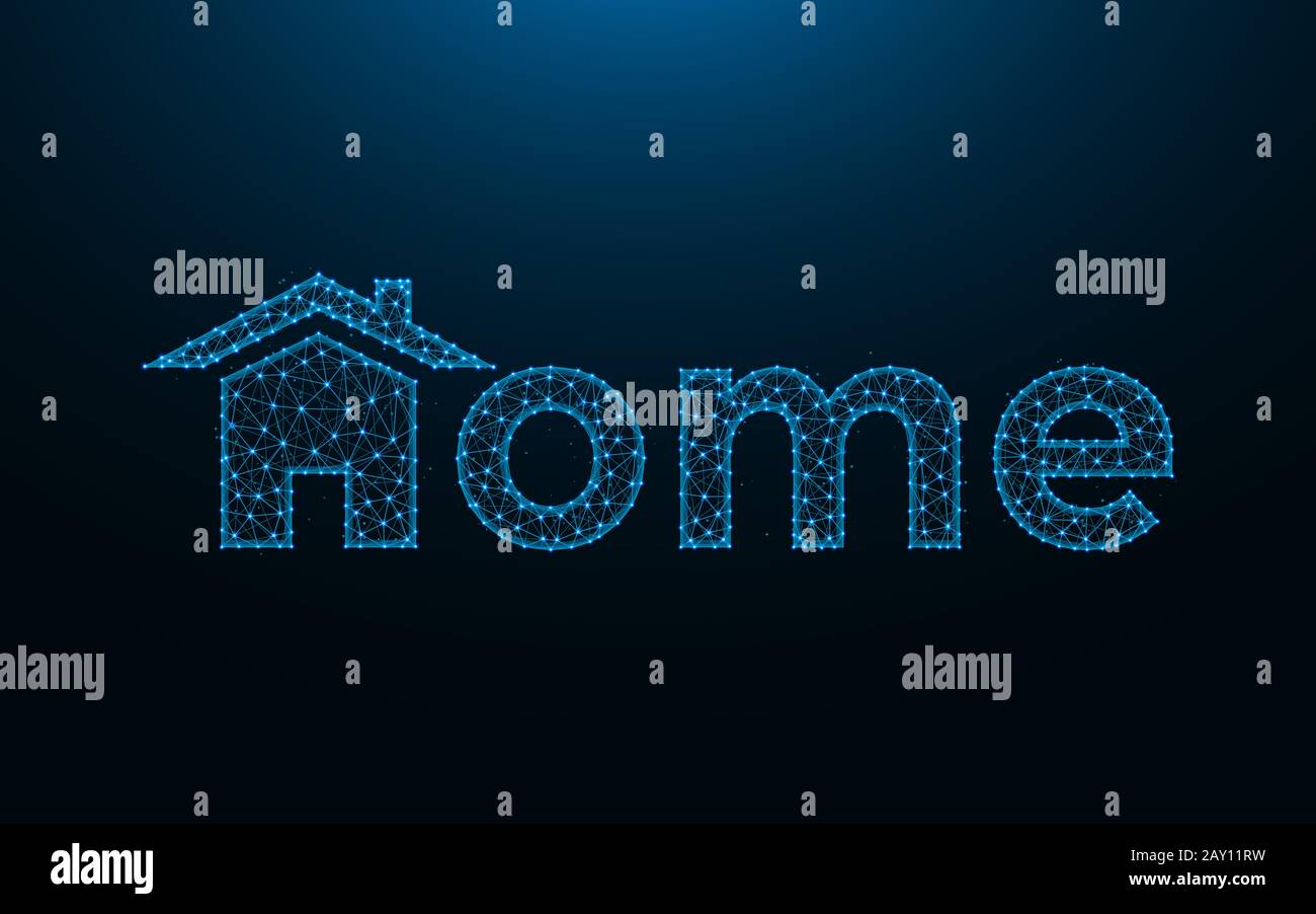 Home Low Poly Design, House Icon and Word Combination Wireframe Mesh Polygonal Vector Illustration Stock Vektor