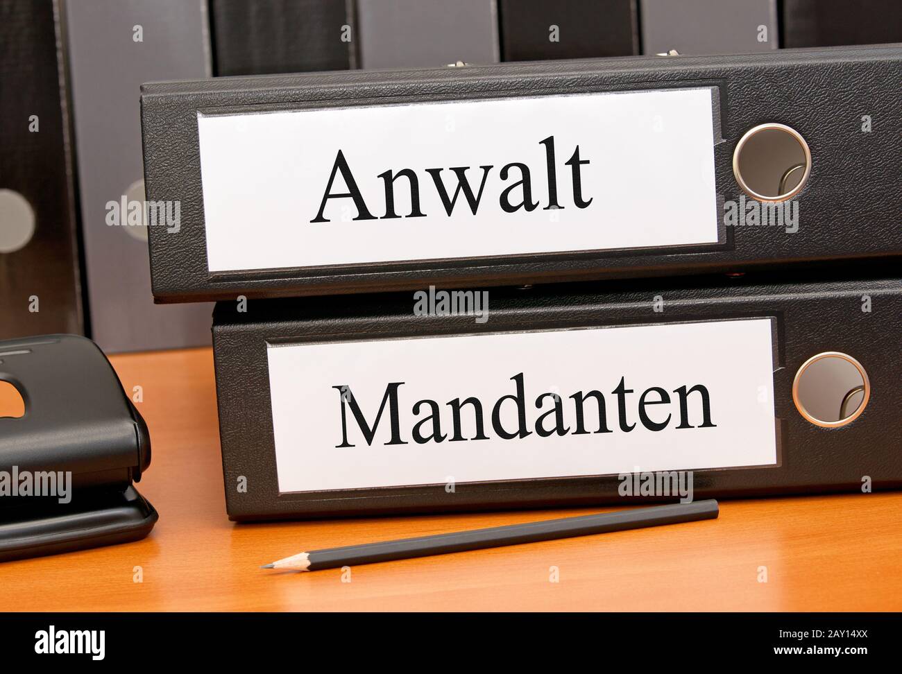 Anwalt und Mandant Stockfoto