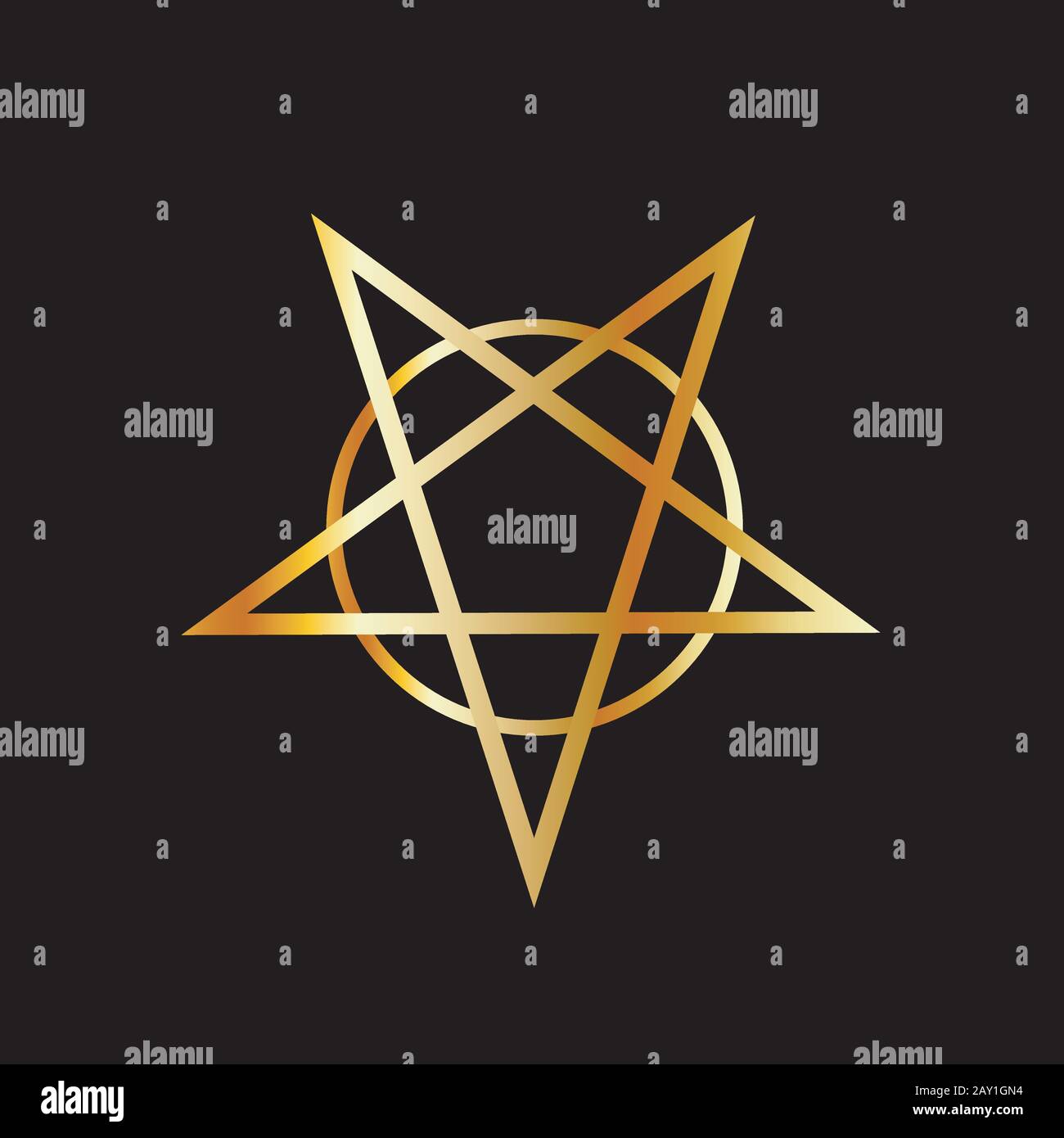 Goldenes umgekehrtes umgekehrtes Pentagram-Antichrist-Symbol Stock Vektor