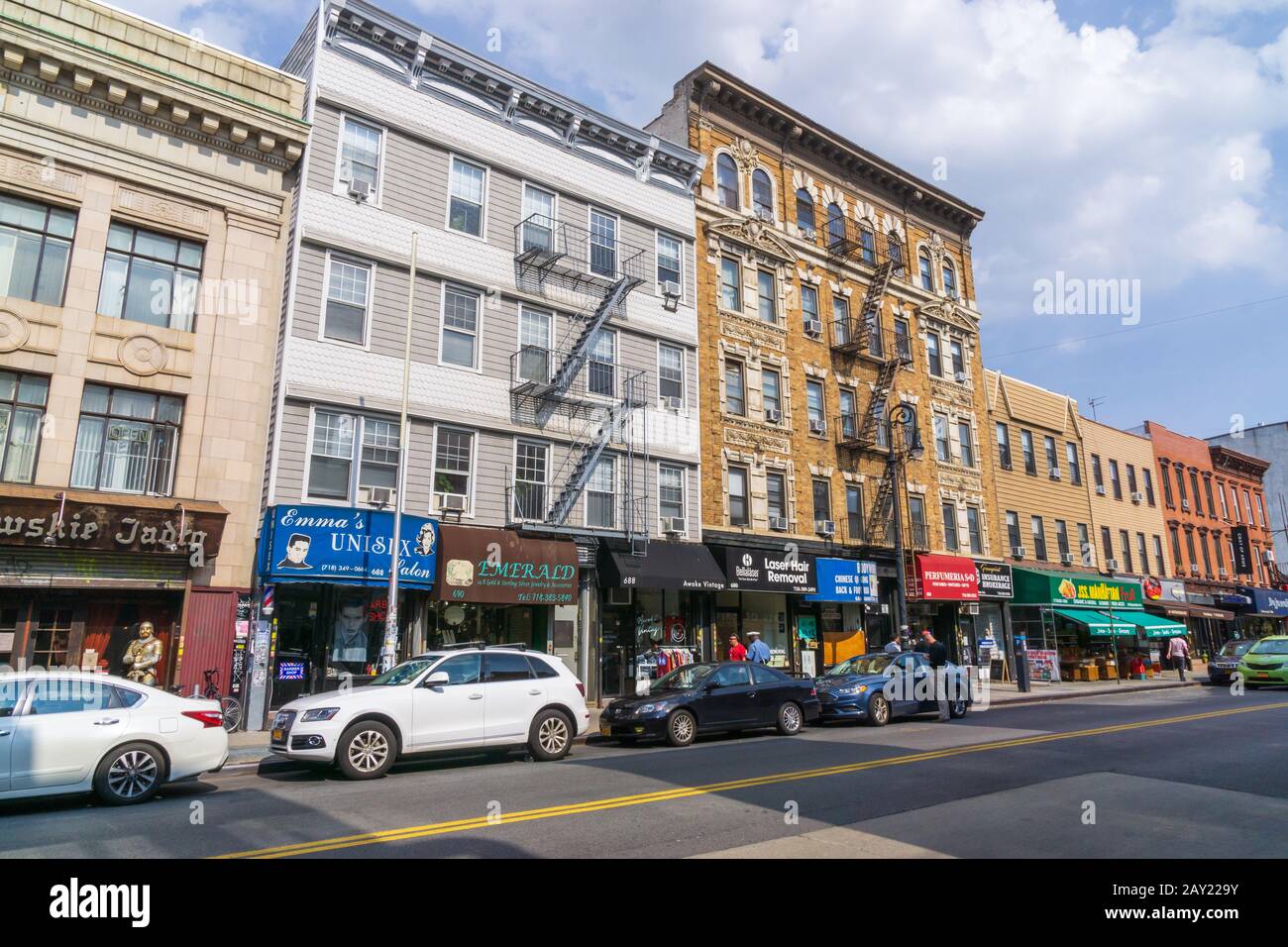 New York, USA - 20. August 2018: Manhattan Street in Greenpoint Brooklyn, New York, New York w York, USA Stockfoto
