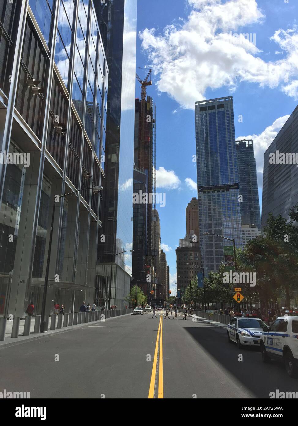 New York, USA - 20. August 2018: Greenwich Street ist eine Nord-Süd-Straße im New Yorker Stadtbezirk Manhattan. Stockfoto