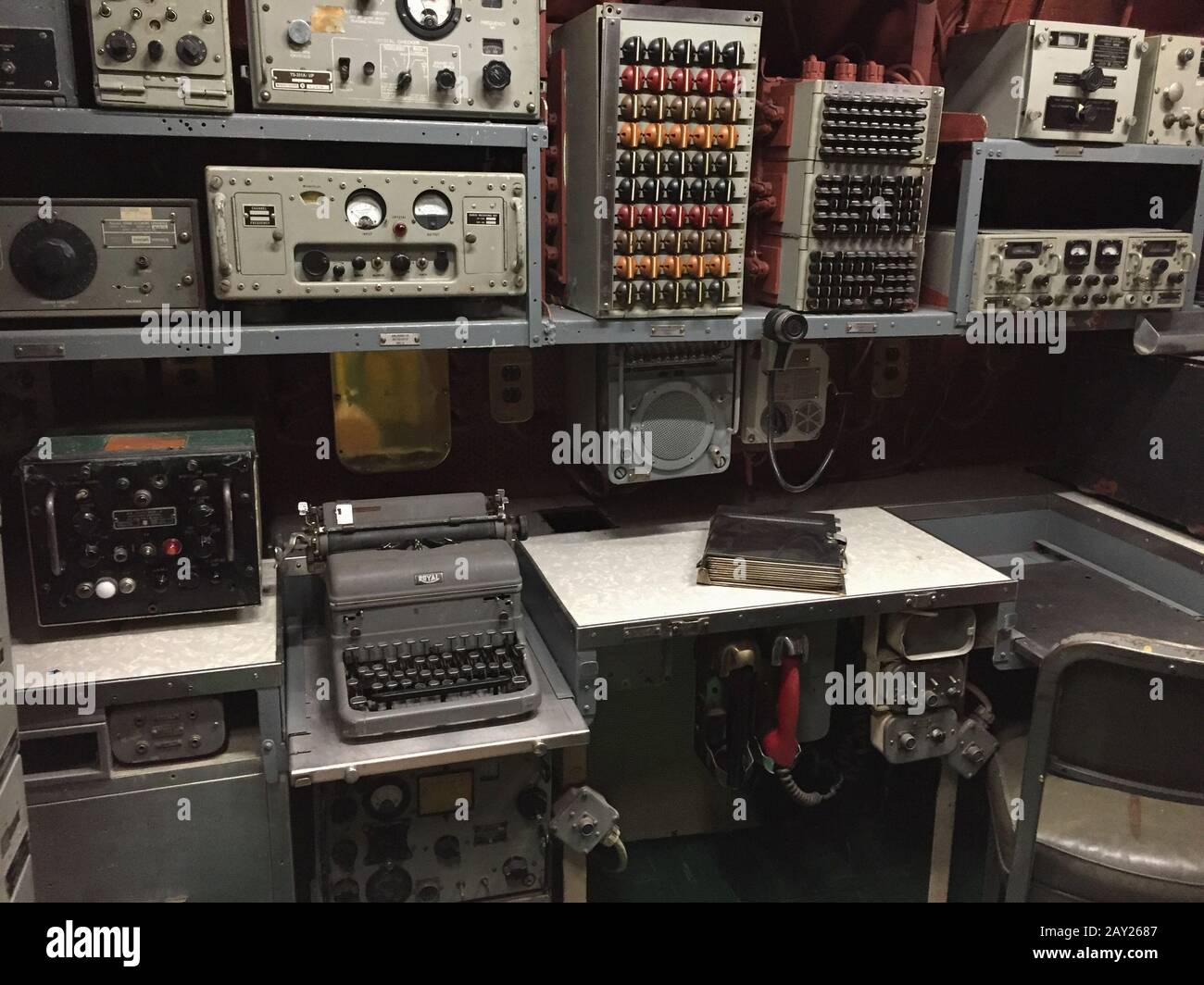 New York, USA - 20. August 2018: Innenräume der USS Growler SSG-57. Ausstellung "Intrepid Sea, Air and Space Museum". Stockfoto