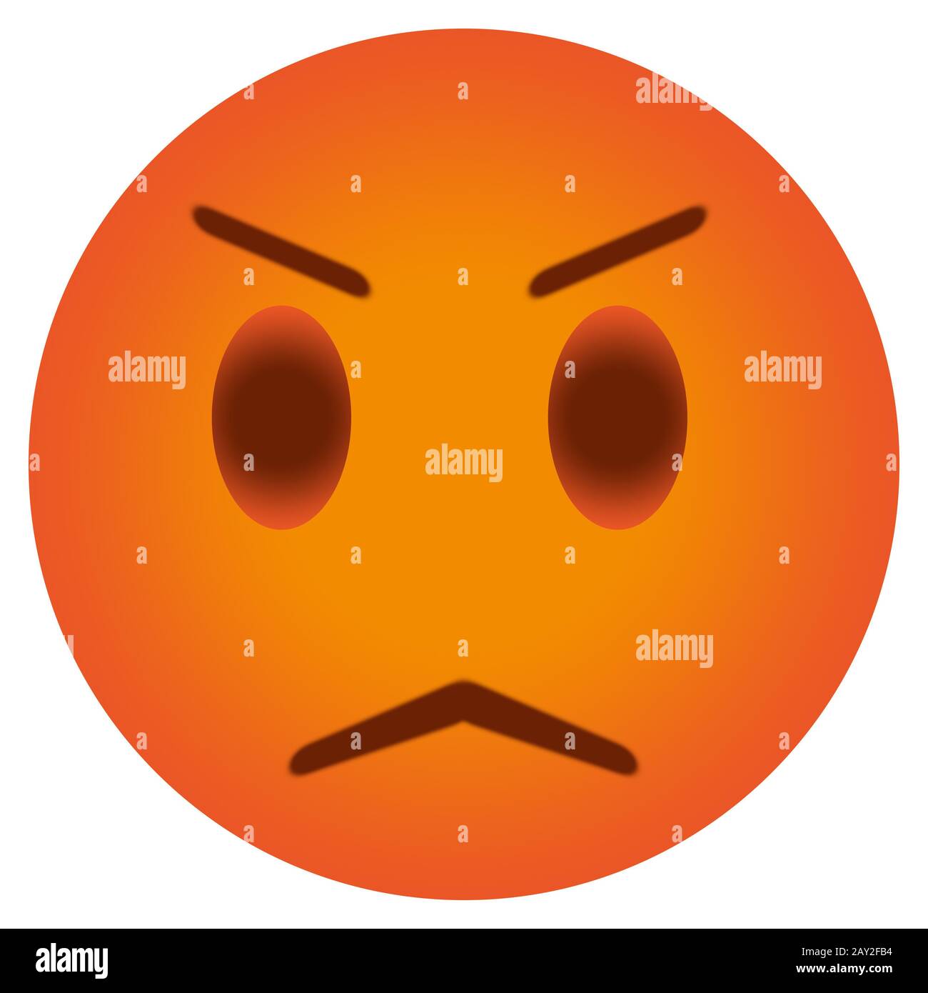 Wütende rote Gesichtsausdruck, Emotionssymbol, Illustration isoliert auf weißem Hintergrund. Stockfoto