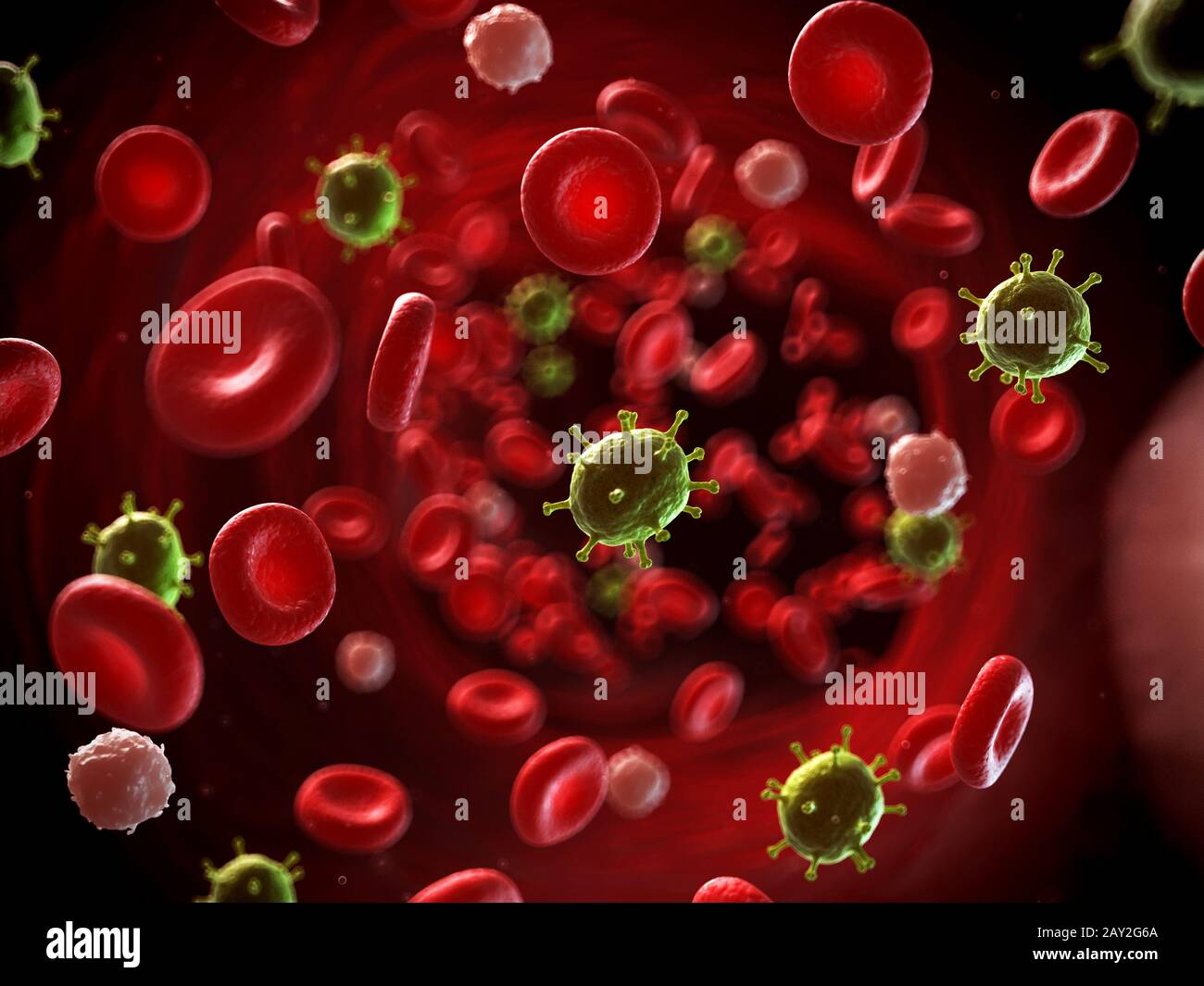 3D gerenderte Darstellung eines Virus infizieren das Blut Stockfoto