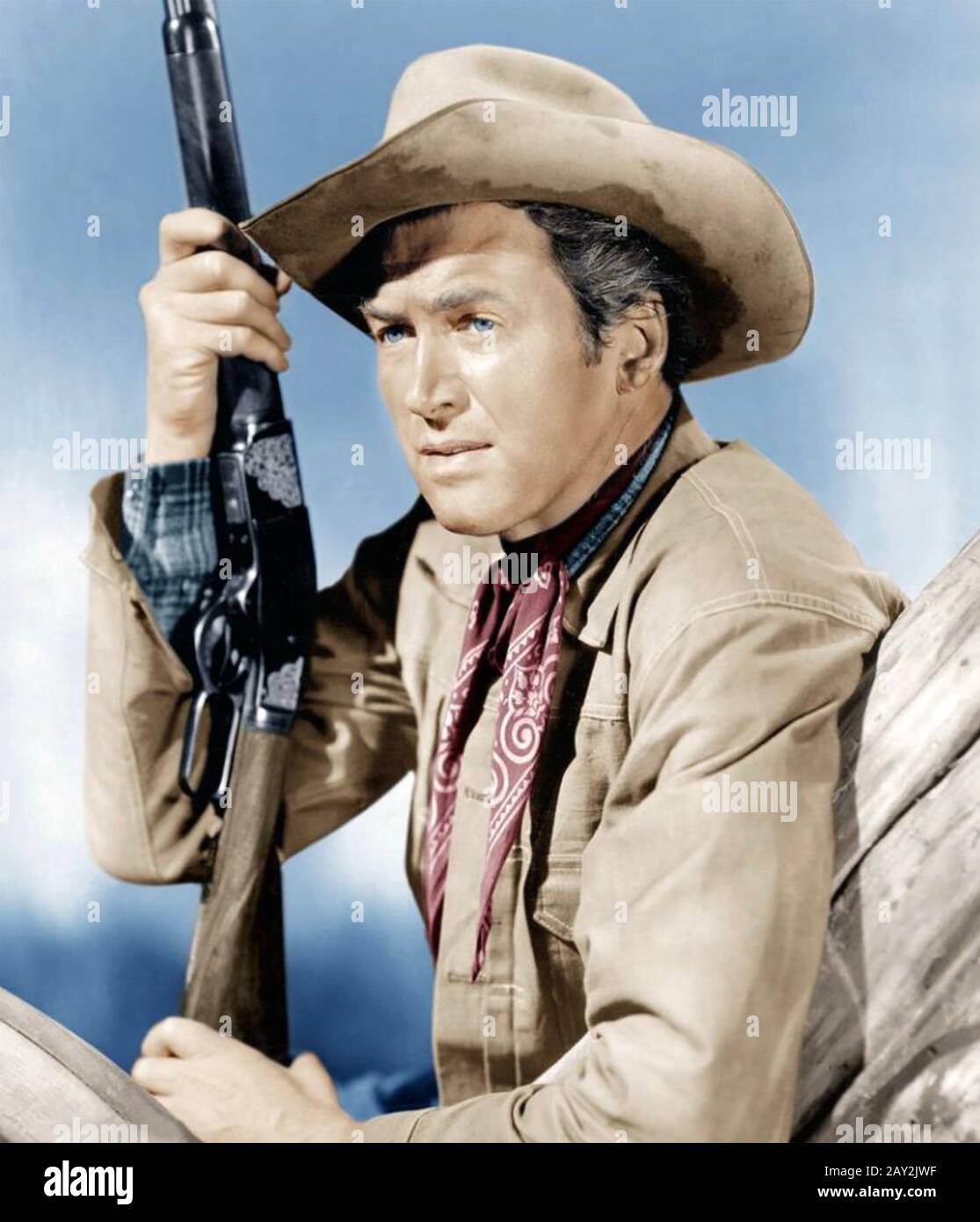 James STEWART (1908-1997) US-amerikanischer Filmschauspieler und Soldat im Film Winchester '73 aus dem Jahr 1950 Stockfoto