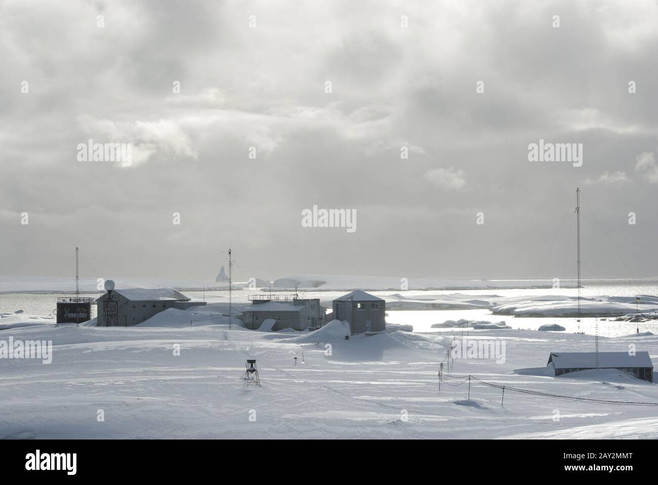 Forschungsstation in der Antarktis. Stockfoto